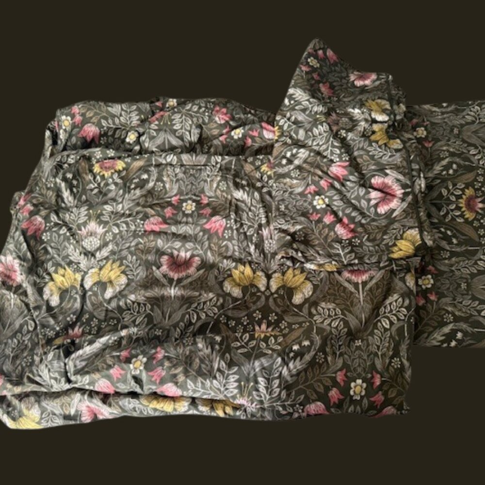 KÄRRDUNÖRT Duvet cover and pillowcase(s), dark green/multicolor, King